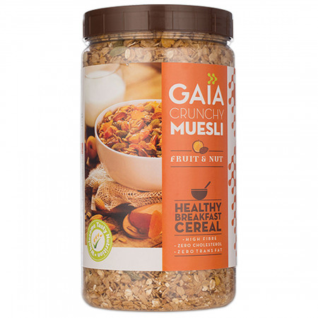 GAIA FRUIT & NUT CRUNCHY NUESLI JAR 1KG